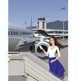 girl climbs the ladder into plane vector image vector image