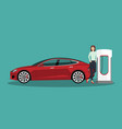 woman with electric car vector image