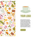 morning breakfast tea utensils vertical banner vector image vector image