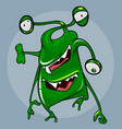 fantastic green creature with three eyes and two vector image