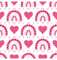 pattern with rainbows and hearts vector image