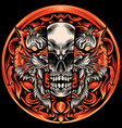 tiger and skull with ornaments vector image