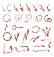 red hand drawn arrows vector image