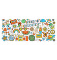 cartoon groovy 70s hippie daisy rainbow heart vector image