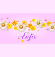 happy easter day 3d realistic flowers buds vector image