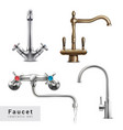realistic faucet designs set vector image vector image