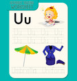 alphabet tracing worksheet with letter u vector image