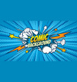 blue comic pop art background with lightnings vector image