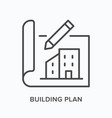 building plan flat line icon outline vector image vector image