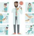 covid19-19 virus protection tips doctor character vector image vector image