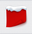 red paper banner with snow cap curled corner page vector image vector image