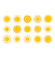 sun icons summer set yellow and orange colors vector image