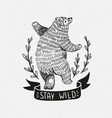 hand drawn dancing bear sketch with stylish vector image vector image