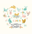 happy easter set of easter chicken vector image vector image