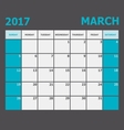 march 2017 calendar week starts on sunday vector image