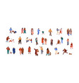 characters in winter set happy people walking vector image