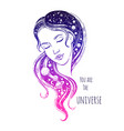 universe girl woman with night space hair vector image vector image