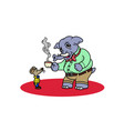 an elephant dressed with a shirt having a coffee vector image vector image