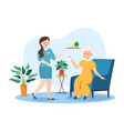 elderly care services hand drawn cartoon flat vector image