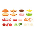 sandwich ingredients cartoon healthy toast vector image vector image