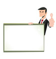 cartoon white businessman blank sign vector image