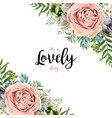 floral card frame bouquet design garden pink rose vector image vector image