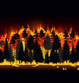 wildfire danger disaster of forest fire flames vector image