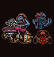 a bundle colorful for hot rod theme vector image