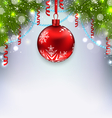 christmas glowing background with glass ball fir vector image