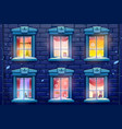 night windows with christmas and new year decor vector image vector image