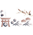 japanese background with crane birds element vector image