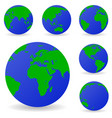 set of globe icons showing earth with all vector image