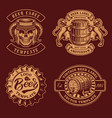 a set black and white vintage beer badges vector image