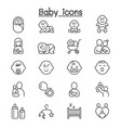 baby infant icon set in thin line style vector image vector image