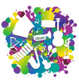 background with silhouette musical instruments vector image