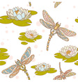 dragonfly lotus seamless vector image vector image