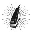 hair clipper with rays in vintage style vector image vector image