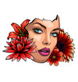 beauty girl floral face design vector image