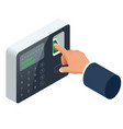 isometric finger print scan for enter security vector image vector image