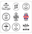 set of fish and chips labels and badges vector image vector image