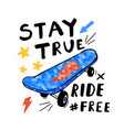 hand drawing skateboards and handwriting slogan vector image vector image