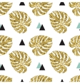 tropical golden palm leaves seamless background vector image vector image