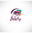 woman eye with bright makeup and lettering vector image