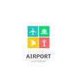 airport icons flat style logo design with airplane vector image