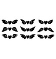 black hearts with wings silhouettes heart icon vector image
