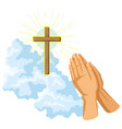 christian of hands folded in prayer vector image vector image