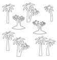 graphical palm tree set linear style isolated vector image vector image