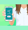 buy screen of smartphone woman holds mobile phone vector image