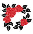 decoration with red roses and black leaves vector image
