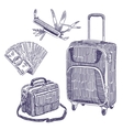 travel objects drawings set vector image vector image